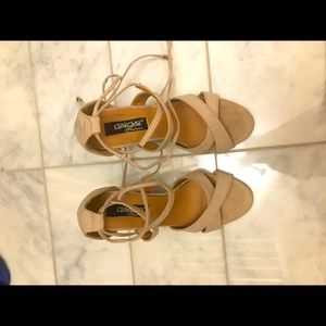 2.5” heels beige ankle wrap straps